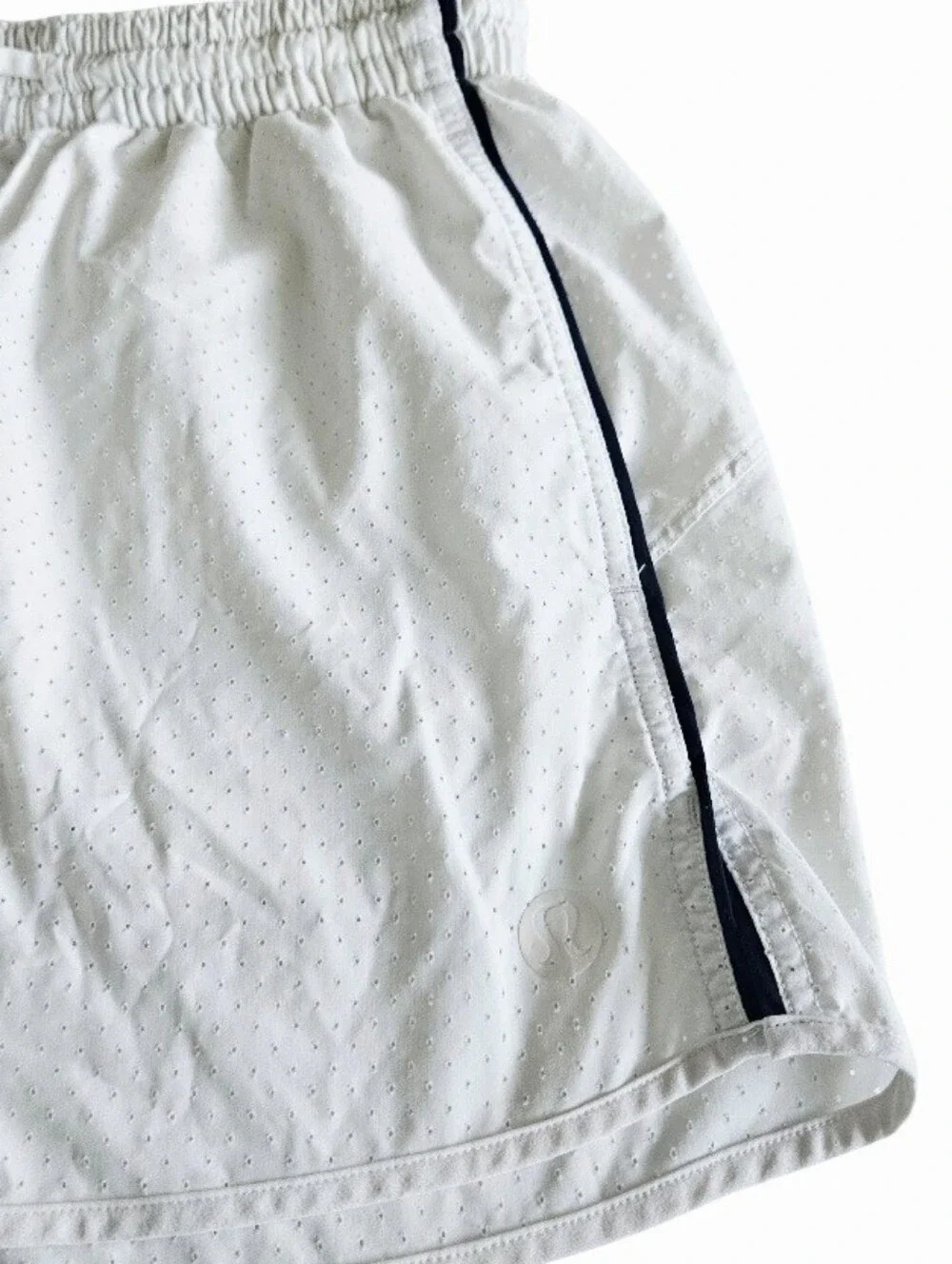 Lululemon Women's White Athletic Shorts with Black Waistband